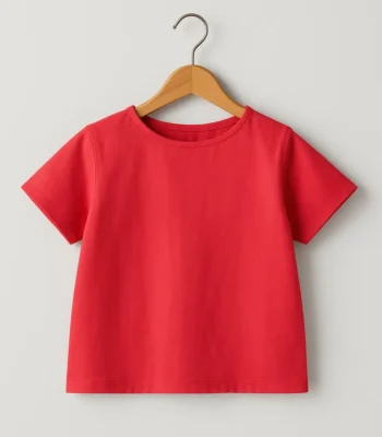 کراپ لیمن کد 102 - بلوز کوتاه نخی قرمز بچگانه با طراحی شیک