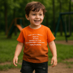 ست تی‌شرت نارنجی و شلوارک جین اسپرت پسرانه