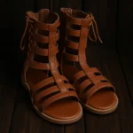 صندل بنددار گلادیاتوری بچه‌ گانه قهوه‌ای