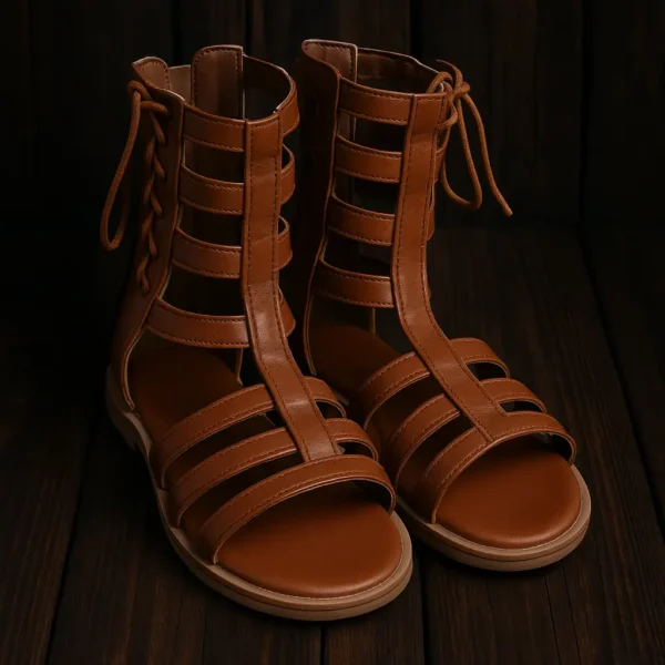 صندل بنددار گلادیاتوری بچه‌ گانه قهوه‌ای