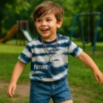 ست اسپرت تیشرت تای دای و شلوارک جین پسرانه تابستانی