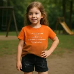 ست تی‌شرت نارنجی و شلوارک جین اسپرت پسرانه