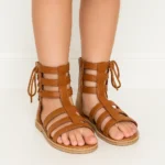 صندل بنددار گلادیاتوری بچه‌ گانه قهوه‌ای